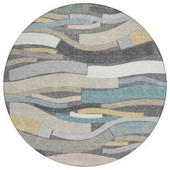 Machine Washable Indoor/Outdoor Chantille ACN2776 Gray 8' x 8' Round Rug