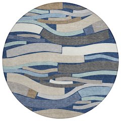 Machine Washable Indoor/Outdoor Chantille ACN2776 Blue 8' x 8' Round Rug