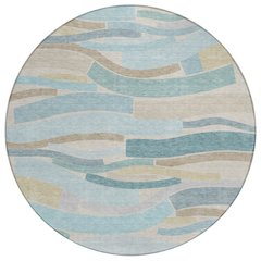 Machine Washable Indoor/Outdoor Chantille ACN2776 Teal 8' x 8' Round Rug