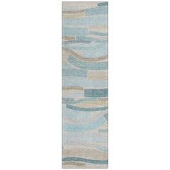 Machine Washable Indoor/Outdoor Chantille ACN2776 Teal 2'3" x 7'6" Runner Rug