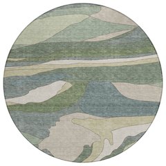 Machine Washable Indoor/Outdoor Chantille ACN2777 Green 8' x 8' Round Rug