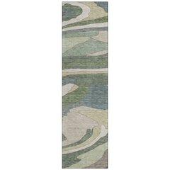 Machine Washable Indoor/Outdoor Chantille ACN2777 Green 2'3" x 7'6" Runner Rug