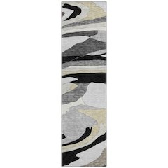 Machine Washable Indoor/Outdoor Chantille ACN2777 Black 2'3" x 7'6" Runner Rug