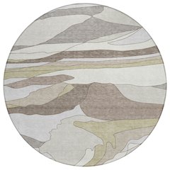 Machine Washable Indoor/Outdoor Chantille ACN2777 Ivory 8' x 8' Round Rug