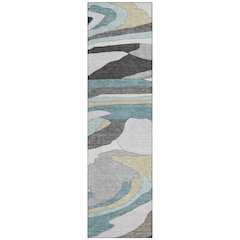 Machine Washable Indoor/Outdoor Chantille ACN2777 Teal 2'3" x 7'6" Runner Rug