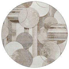 Machine Washable Indoor/Outdoor Chantille ACN2778 Brown 8' x 8' Round Rug