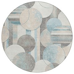 Machine Washable Indoor/Outdoor Chantille ACN2778 Teal 8' x 8' Round Rug