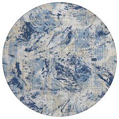 Machine Washable Indoor/Outdoor Chantille ACN2779 Blue 8' x 8' Round Rug