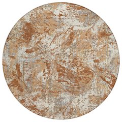 Machine Washable Indoor/Outdoor Chantille ACN2779 Orange 8' x 8' Round Rug