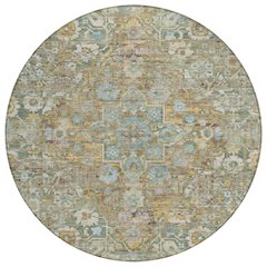 Machine Washable Indoor/Outdoor Chantille ACN2782 Green 8' x 8' Round Rug