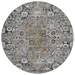 Machine Washable Indoor/Outdoor Chantille ACN2782 Black 8' x 8' Round Rug