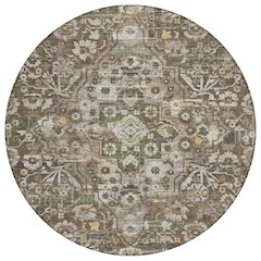 Machine Washable Indoor/Outdoor Chantille ACN2782 Brown 8' x 8' Round Rug