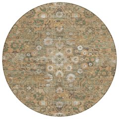 Machine Washable Indoor/Outdoor Chantille ACN2782 Orange 8' x 8' Round Rug