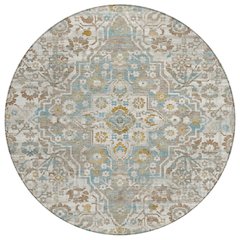Machine Washable Indoor/Outdoor Chantille ACN2782 Ivory 8' x 8' Round Rug