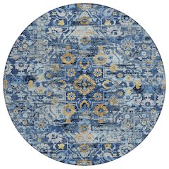 Machine Washable Indoor/Outdoor Chantille ACN2782 Blue 8' x 8' Round Rug