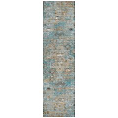 Machine Washable Indoor/Outdoor Chantille ACN2782 Teal 2'3" x 7'6" Runner Rug