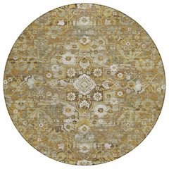 Machine Washable Indoor/Outdoor Chantille ACN2782 Gold 8' x 8' Round Rug