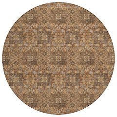 Machine Washable Indoor/Outdoor Chantille ACN2783 Orange 8' x 8' Round Rug