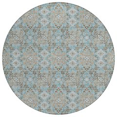 Machine Washable Indoor/Outdoor Chantille ACN2783 Teal 8' x 8' Round Rug