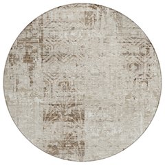 Machine Washable Indoor/Outdoor Chantille ACN2785 Brown 8' x 8' Round Rug