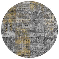 Machine Washable Indoor/Outdoor Chantille ACN2785 Black 8' x 8' Round Rug
