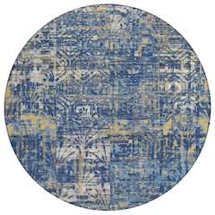 Machine Washable Indoor/Outdoor Chantille ACN2785 Blue 8' x 8' Round Rug