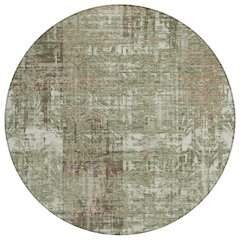 Machine Washable Indoor/Outdoor Chantille ACN2785 Green 8' x 8' Round Rug