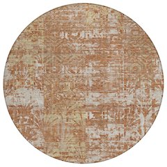 Machine Washable Indoor/Outdoor Chantille ACN2785 Orange 8' x 8' Round Rug