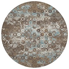 Machine Washable Indoor/Outdoor Chantille ACN2786 Brown 8' x 8' Round Rug