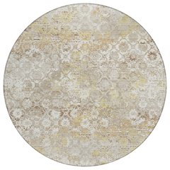 Machine Washable Indoor/Outdoor Chantille ACN2786 Ivory 8' x 8' Round Rug