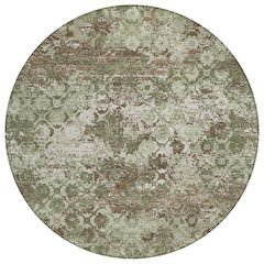 Machine Washable Indoor/Outdoor Chantille ACN2786 Green 8' x 8' Round Rug