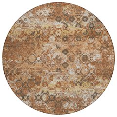 Machine Washable Indoor/Outdoor Chantille ACN2786 Orange 8' x 8' Round Rug