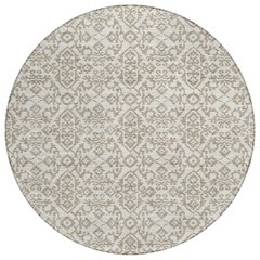 Machine Washable Indoor/Outdoor Chantille ACN2787 Ivory 8' x 8' Round Rug
