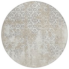 Machine Washable Indoor/Outdoor Chantille ACN2788 Ivory 8' x 8' Round Rug