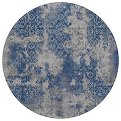 Machine Washable Indoor/Outdoor Chantille ACN2788 Blue 8' x 8' Round Rug