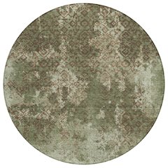 Machine Washable Indoor/Outdoor Chantille ACN2788 Green 8' x 8' Round Rug