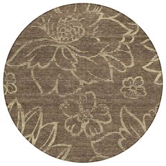 Machine Washable Indoor/Outdoor Chantille ACN2789 Brown 8' x 8' Round Rug