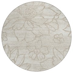 Machine Washable Indoor/Outdoor Chantille ACN2789 Ivory 8' x 8' Round Rug