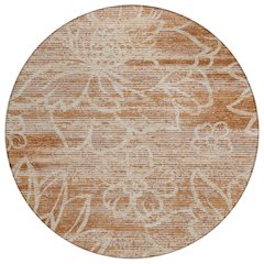 Machine Washable Indoor/Outdoor Chantille ACN2789 Orange 8' x 8' Round Rug