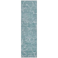 Machine Washable Indoor/Outdoor Chantille ACN2789 Teal 2'3" x 7'6" Runner Rug