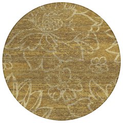 Machine Washable Indoor/Outdoor Chantille ACN2789 Gold 8' x 8' Round Rug
