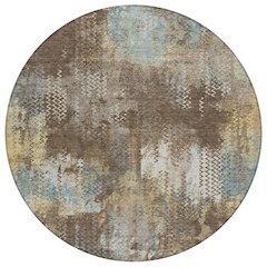 Machine Washable Indoor/Outdoor Chantille ACN2790 Brown 8' x 8' Round Rug