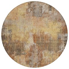 Machine Washable Indoor/Outdoor Chantille ACN2790 Orange 8' x 8' Round Rug