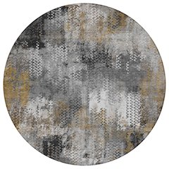Machine Washable Indoor/Outdoor Chantille ACN2790 Gray 8' x 8' Round Rug