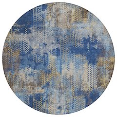 Machine Washable Indoor/Outdoor Chantille ACN2790 Blue 8' x 8' Round Rug