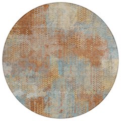 Machine Washable Indoor/Outdoor Chantille ACN2790 Orange 8' x 8' Round Rug