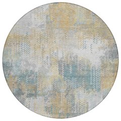 Machine Washable Indoor/Outdoor Chantille ACN2790 Gray 8' x 8' Round Rug