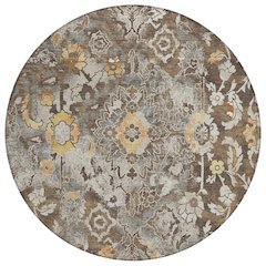 Machine Washable Indoor/Outdoor Chantille ACN2791 Brown 8' x 8' Round Rug