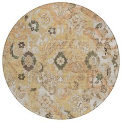Machine Washable Indoor/Outdoor Chantille ACN2791 Orange 8' x 8' Round Rug