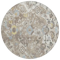 Machine Washable Indoor/Outdoor Chantille ACN2791 Ivory 8' x 8' Round Rug